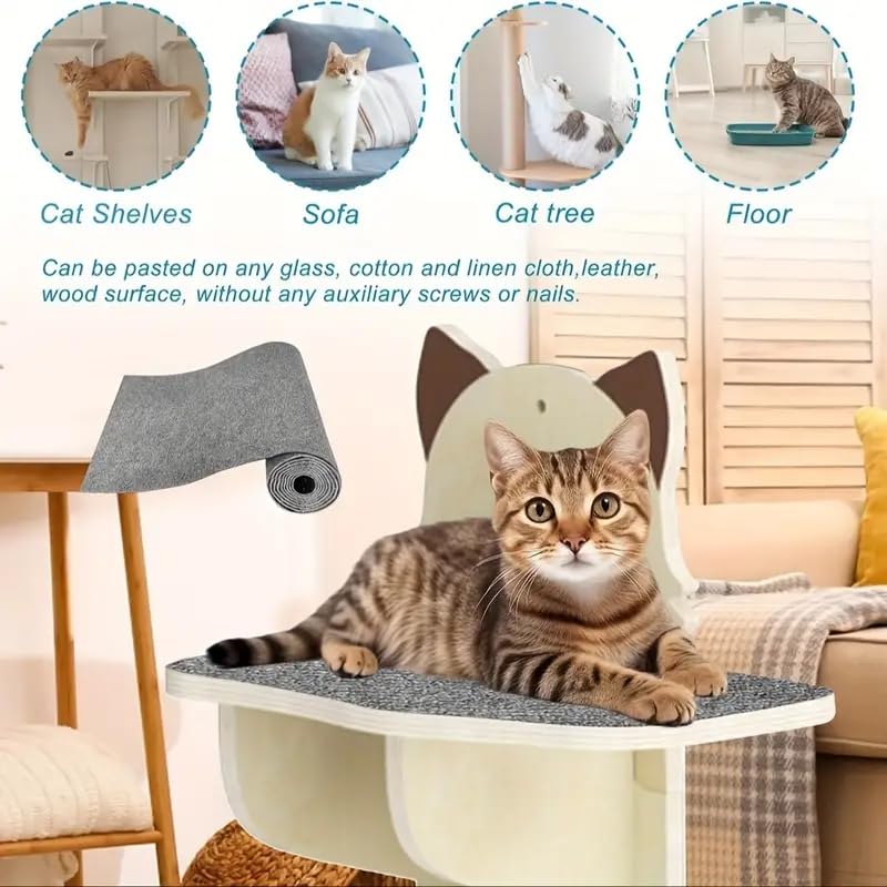 Adhesive Cat Scratch Protector for Couch, DIY Climbing Pad, Brown E548