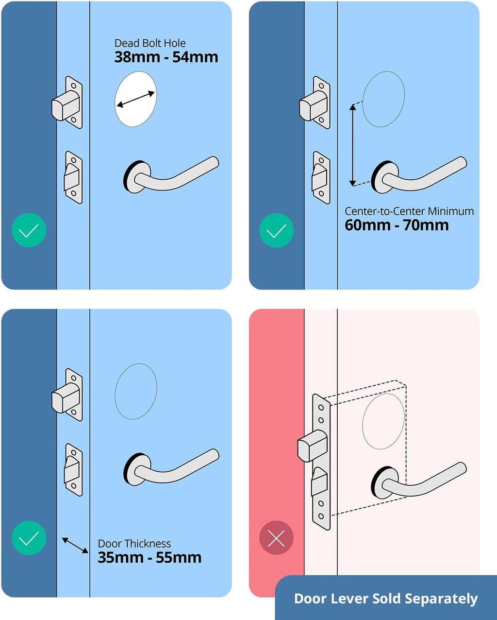 Smart Lock Touch & Wi-Fi, Fingerprint Scanner, Keyless Entry Door Lock X39468