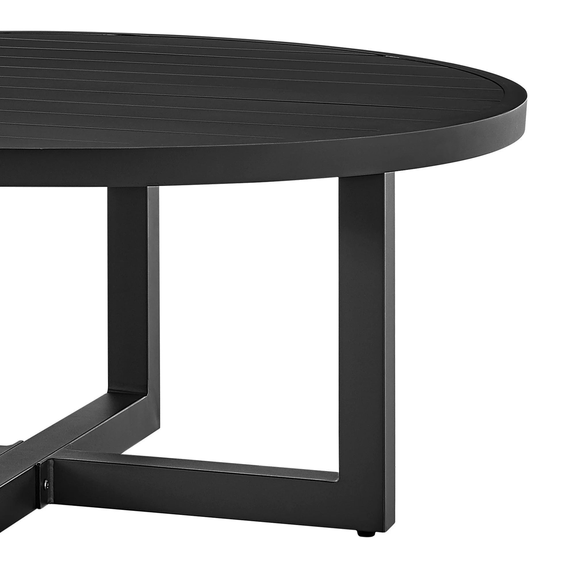 Outdoor Patio Round Coffee Table in Black Aluminum A40685