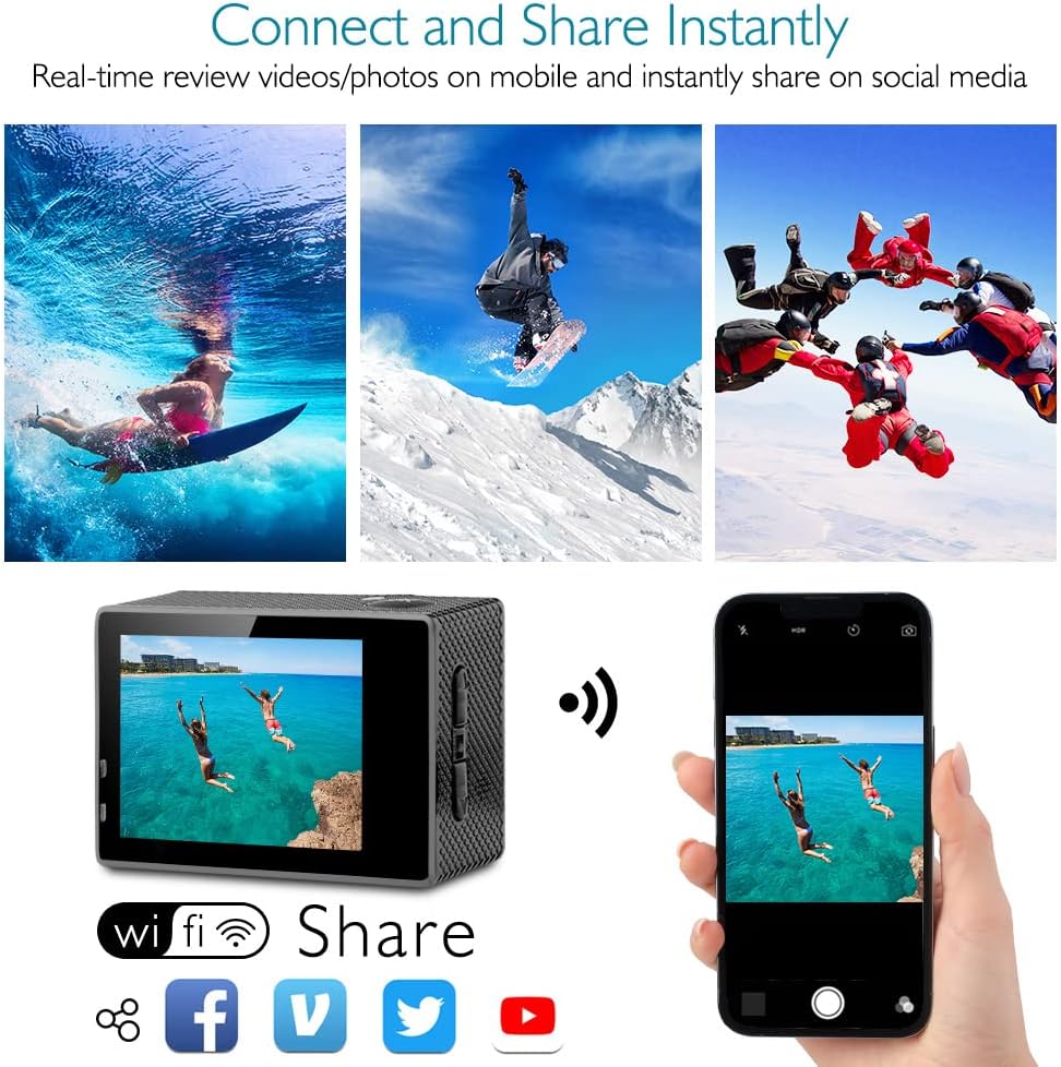 4K Action Camera 16MP Waterproof Sports Cam with Remote and Accessories P89662