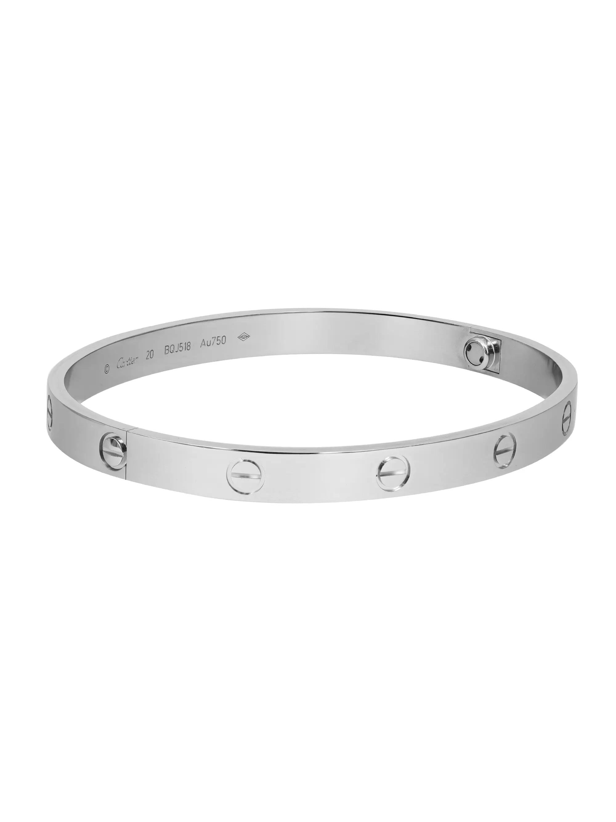 18K White Gold Love Bracelet Size 20 A8637