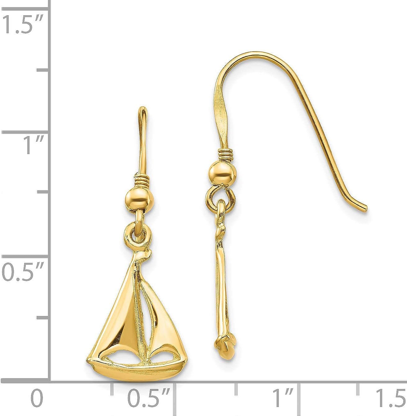 14K Yellow Gold Sailboat Hook Earrings T28073