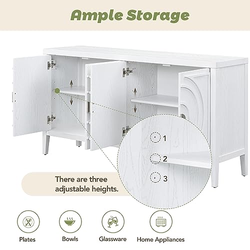 Retro 4-Door Sideboard Cabinet with Adjustable Shelves G201