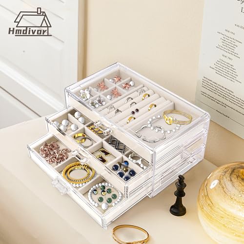Acrylic Jewelry Organizer with 5 Drawers, Earring Holder B969