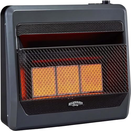 Ventless Natural Gas Infrared Space Heater with Thermostat, 20000 BTU, Black L65122