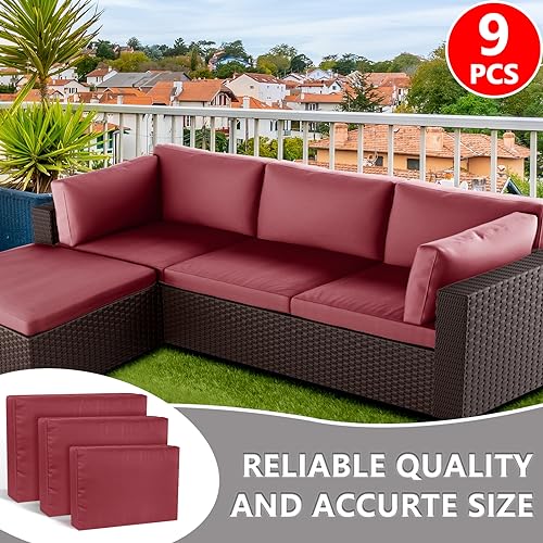 Patio Cushion Covers Waterproof with Zipper, Taupe, Set of 5 N419