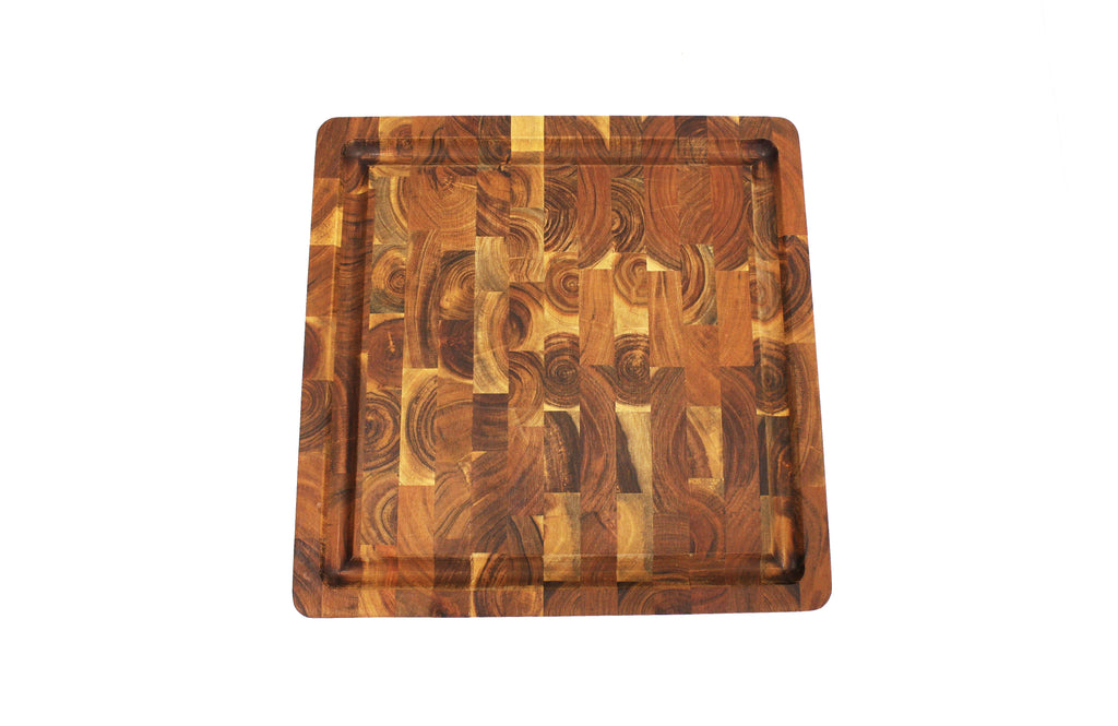 Acacia Wood Cutting Board with Juice Groove, 16 x 16 x 2 Inches X96472