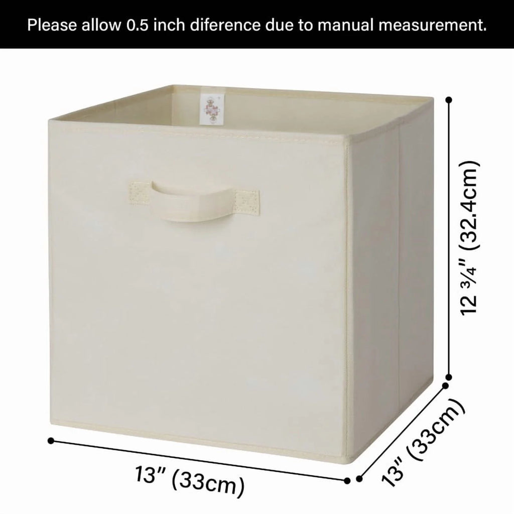 Fabric Storage Cubes with Handles, Collapsible Storage Bins, Beige, 6-Pack V6444