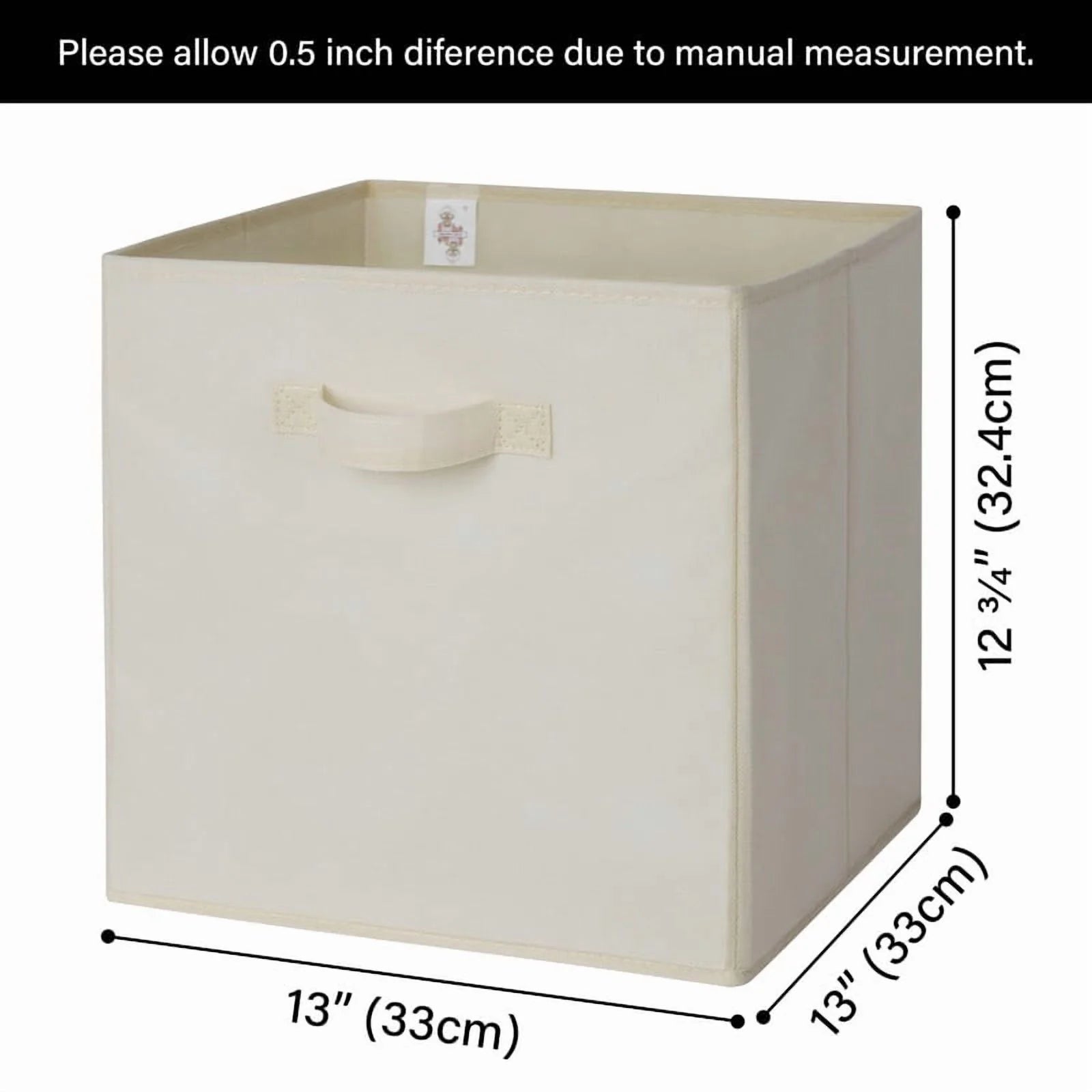 Fabric Storage Cubes with Handles, Collapsible Storage Bins, Beige, 6-Pack V6444