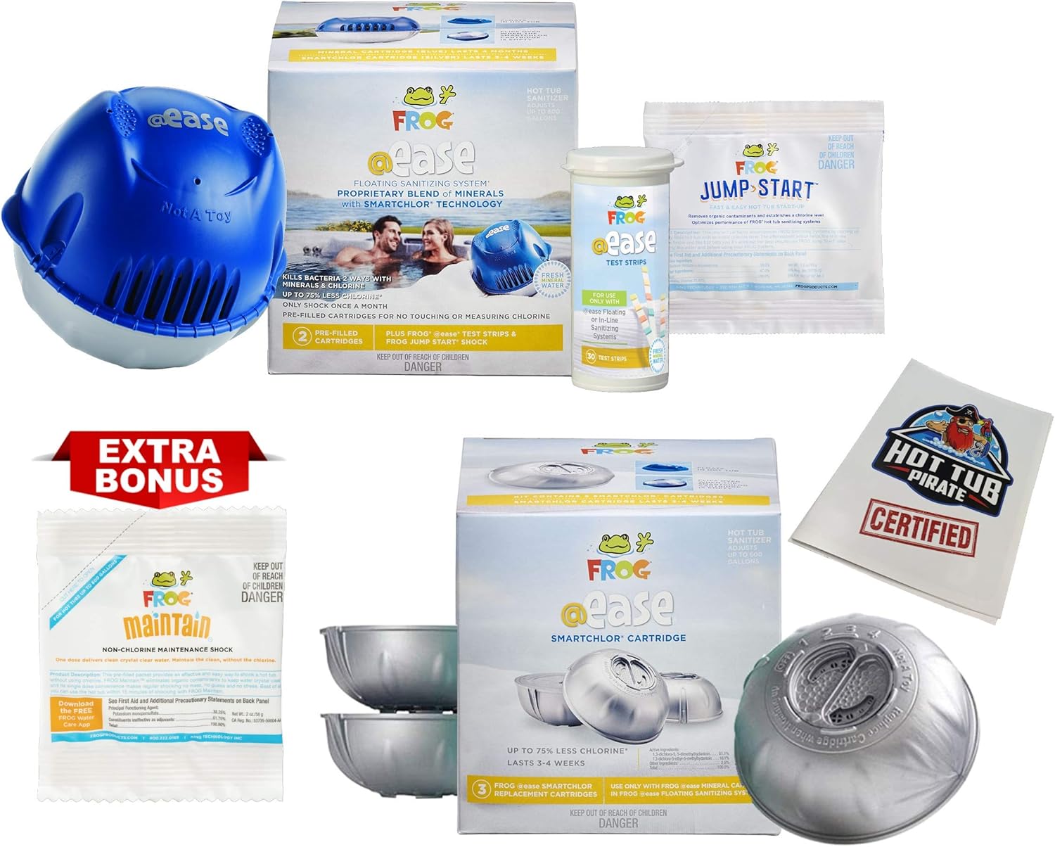 Floating System with 3 Replacement Mineral Cartridges, 30 Test Strips, and Shock Pack N362364