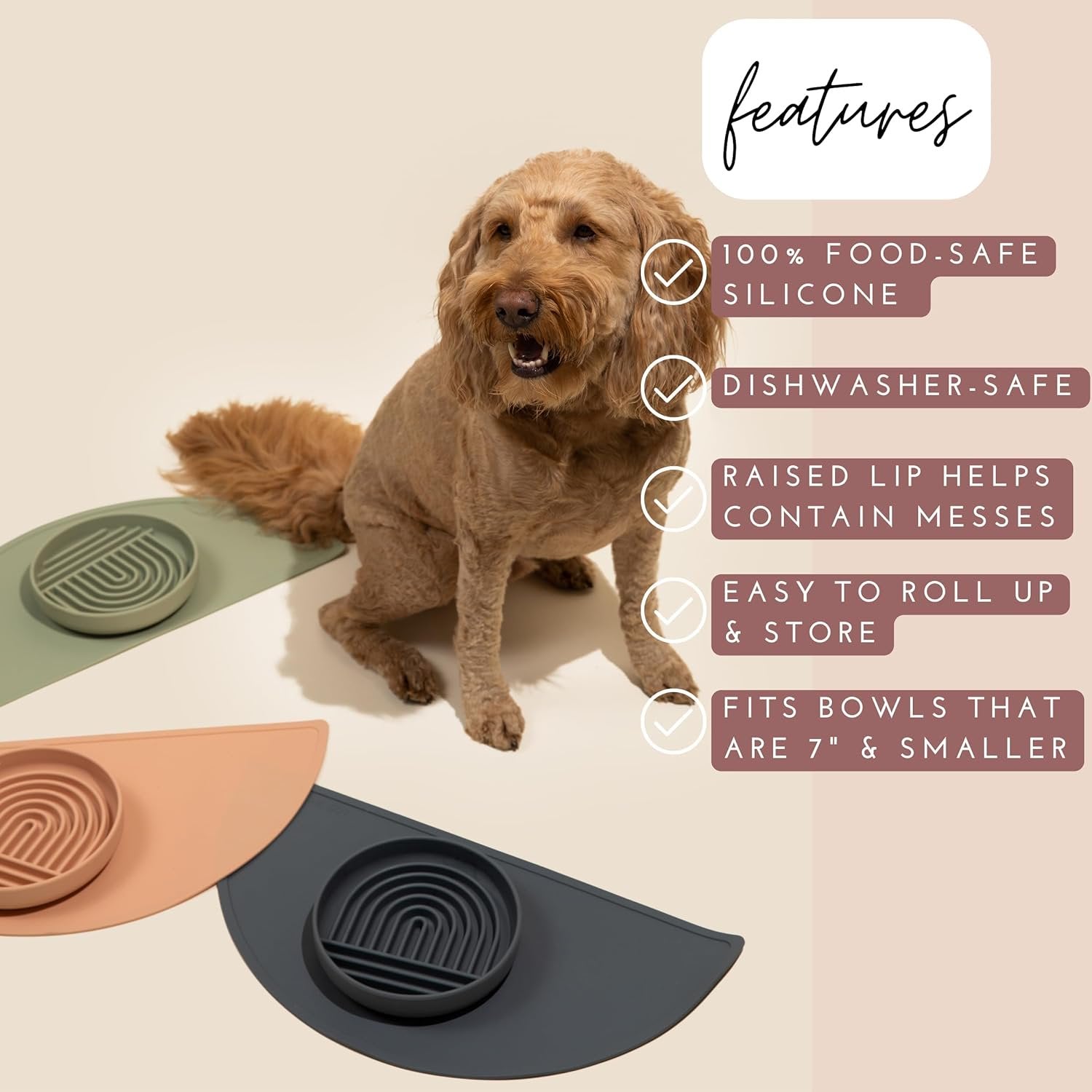 Waterproof Silicone Pet Feeding Mat, Non-Slip, Raised Edge, 21" x 10.5" S880