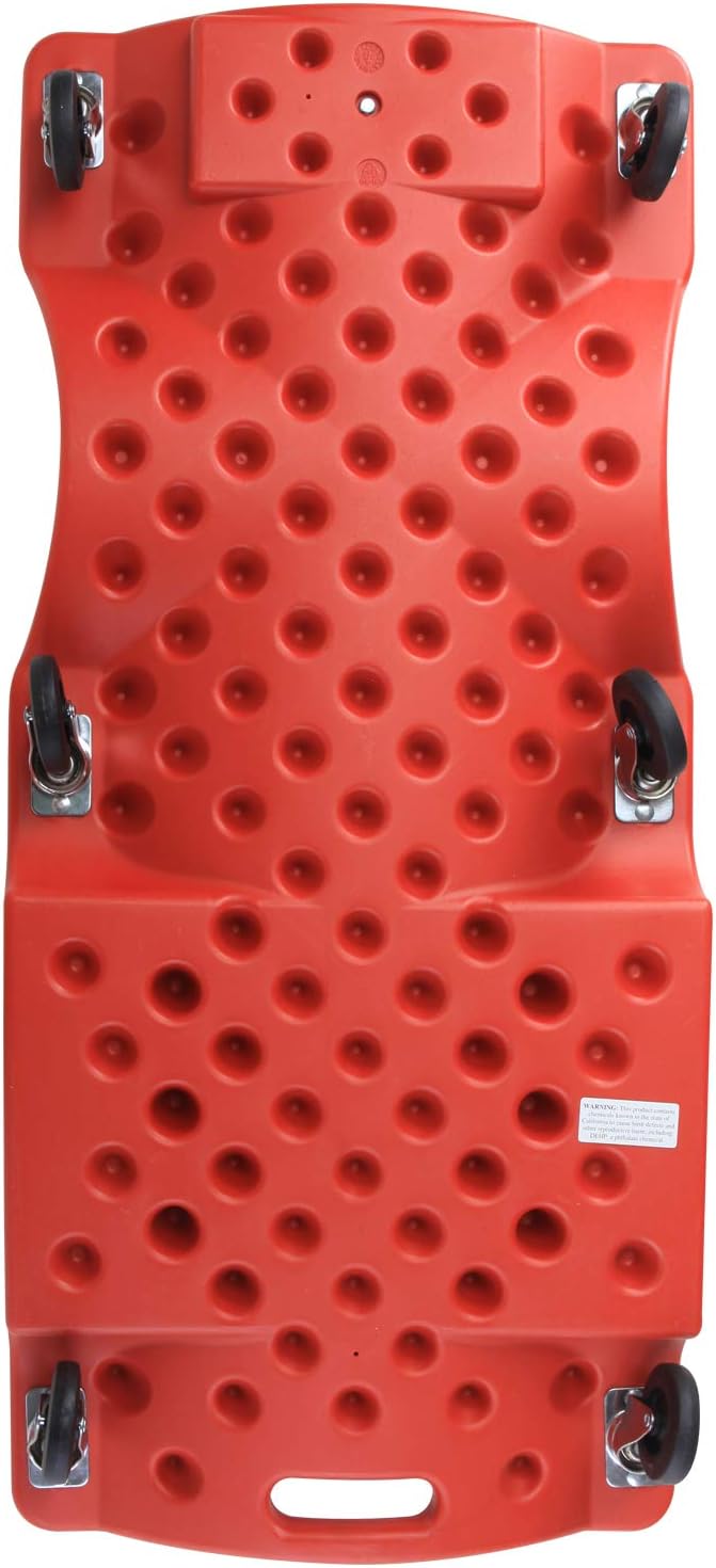 Rolling Garage Shop Creeper Cart with Padded Headrest, 6 Casters, 40 Inch, Red, 2 Pack X391697