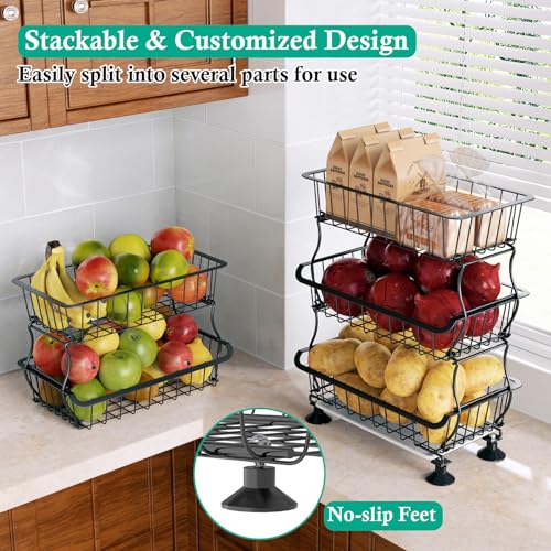 Stackable Fruit Basket with Wheels for Kitchen Storage Z4813
