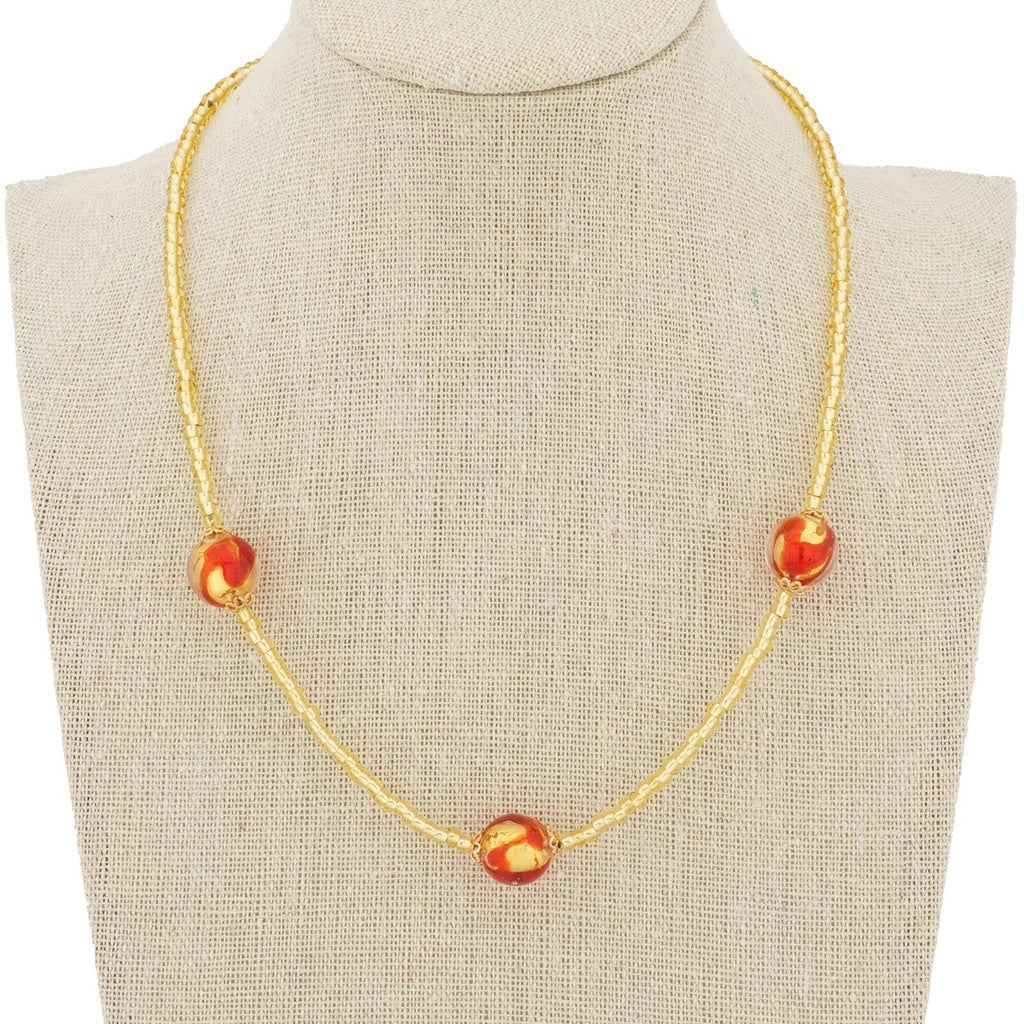 Murano Glass Red Balls Necklace B9628