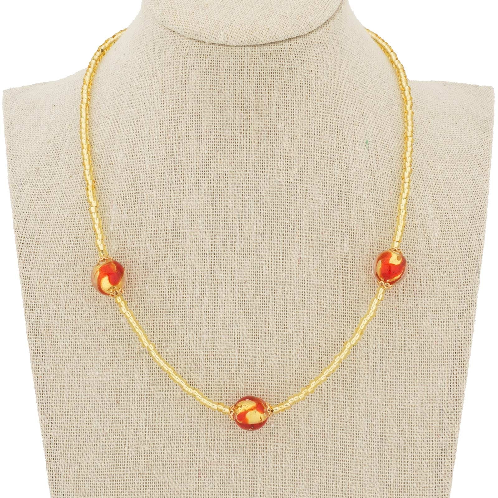Murano Glass Red Balls Necklace B9628