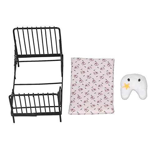 Miniature Bedroom Furniture 1:12 Dollhouse Bed with Pillow D116048
