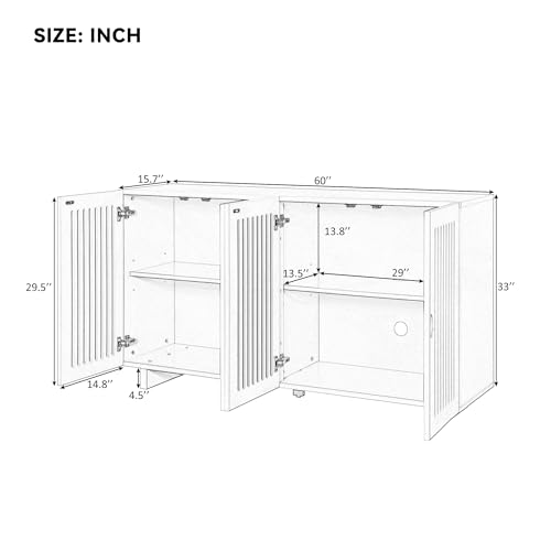 Buffet Cabinet with Storage, 2 Adjustable Shelves, Modern Sideboard for Dining Room P2211