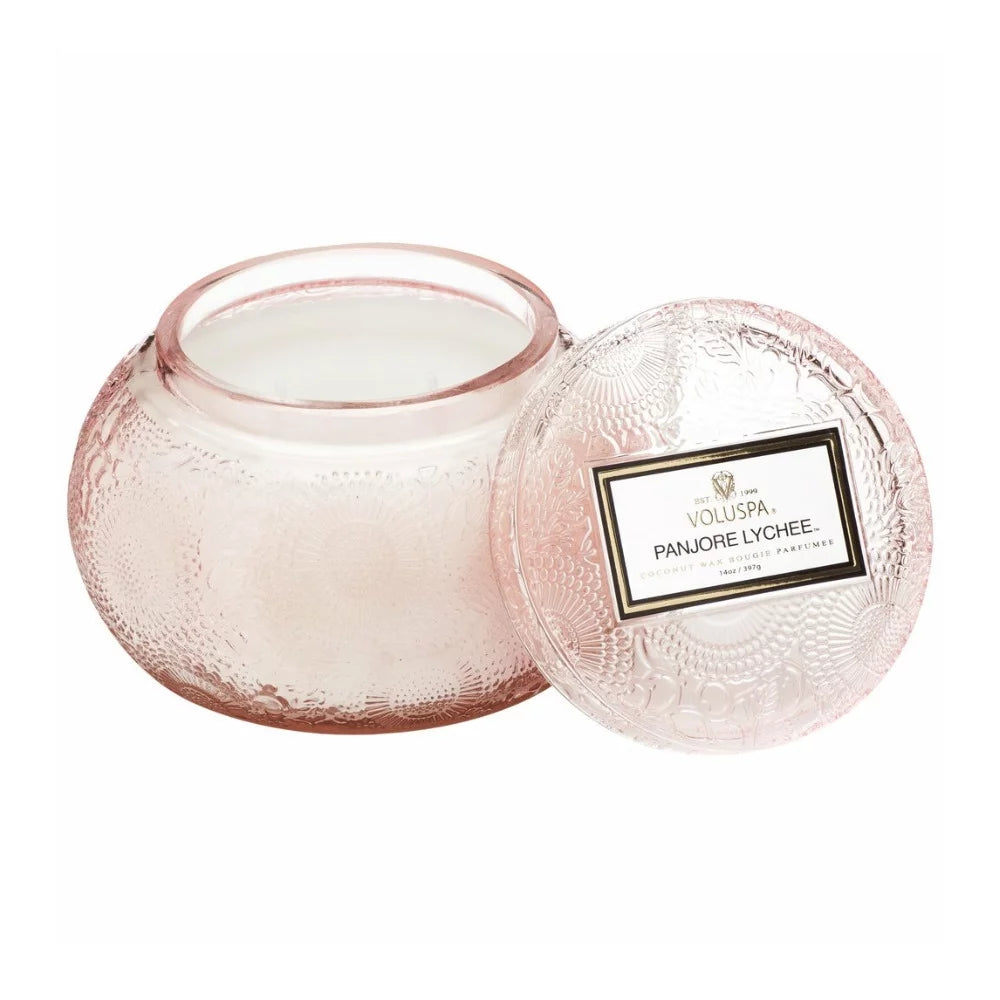 Lychee Embossed Glass Chawan Bowl Candle T770