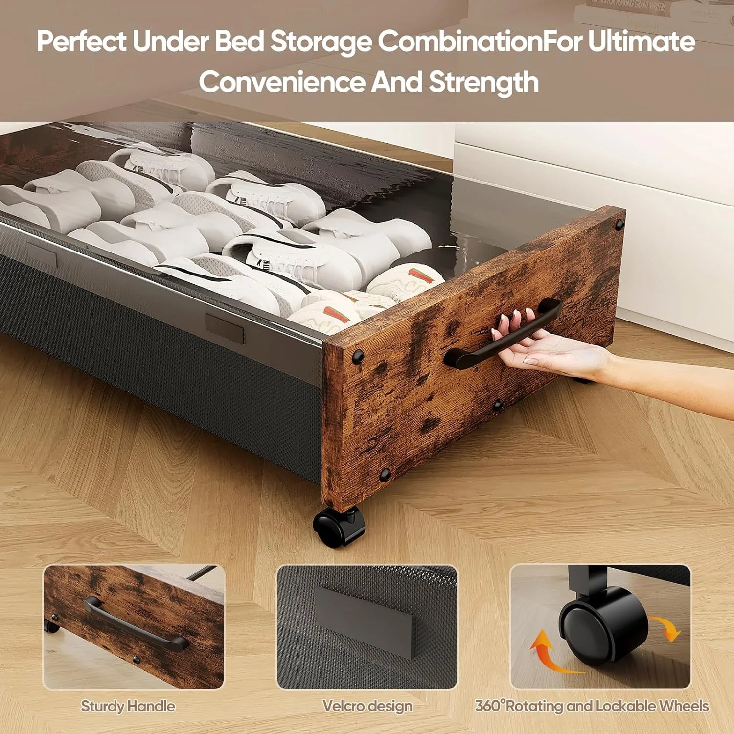 Under Bed Storage Bins with Wheels and Removable Lid, 2 Pack C292