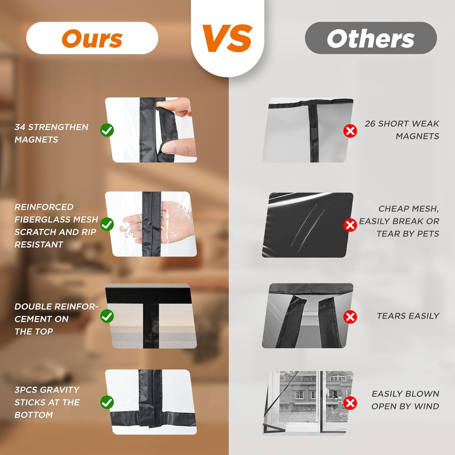 Transparent Insulated Door Curtain Magnetic Thermal Screen V688254