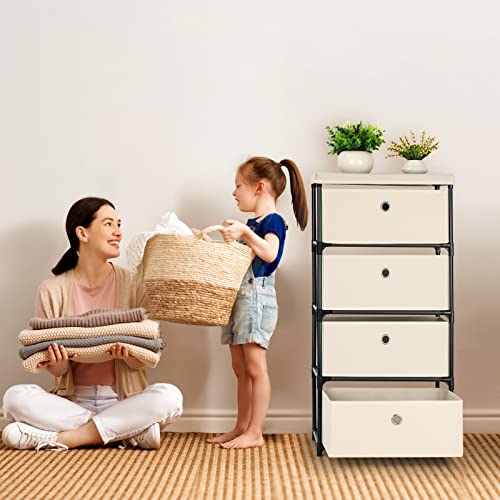 Fabric Storage Chest with 4 Drawers for Closet, Bedroom, Hallway I60023