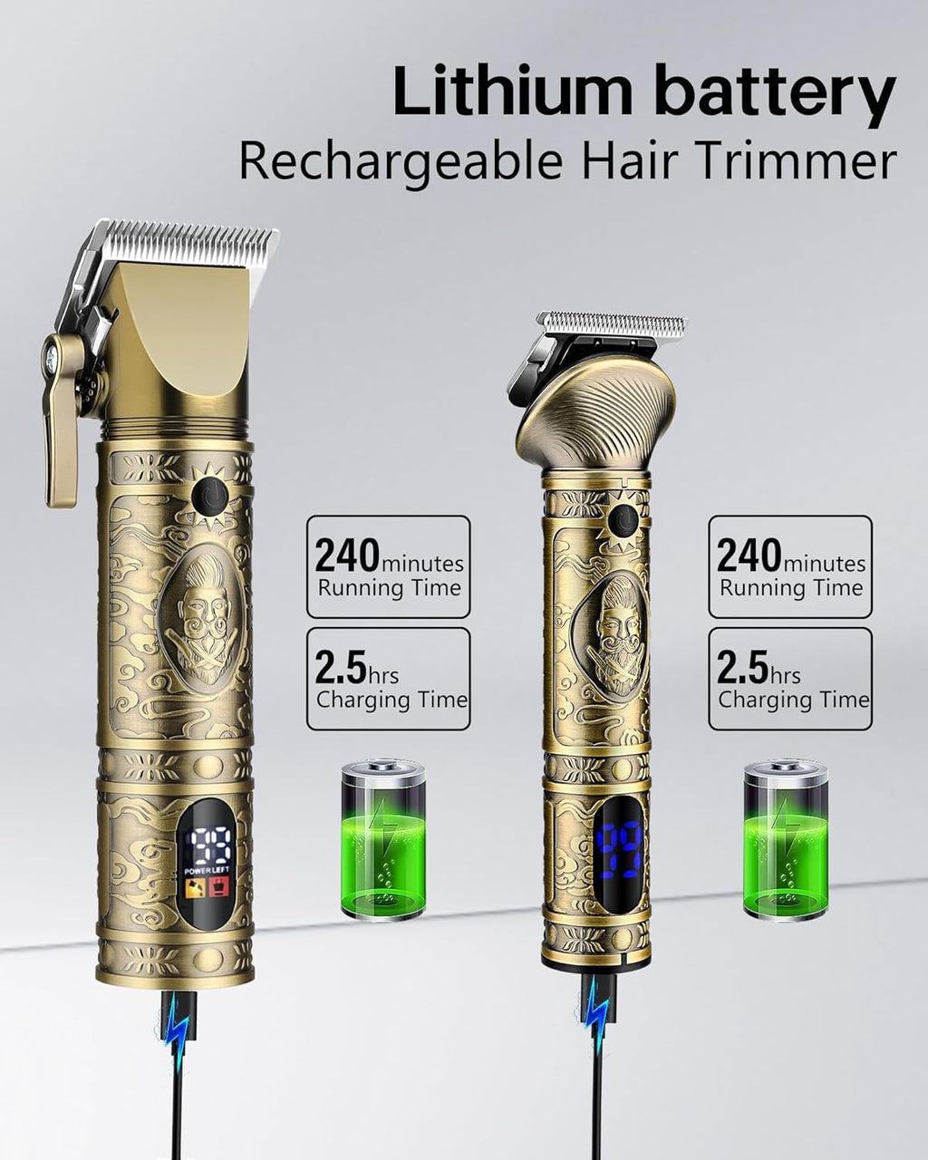 Professional Hair Clippers for Men - Cordless Trimmer Set with Beard and Nose Trimmer D6744