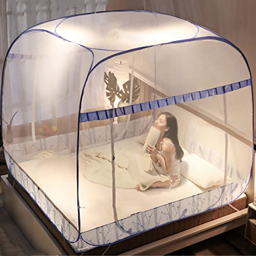 Pop Up Mosquito Net Tent,Foldable Mosquito Net Bed Canopy,Portable Travel Mosquito Mesh Net,Canopy,Insect Screen,Design with Bottom,for Single/Double Bed (W120*L195*H165cm)