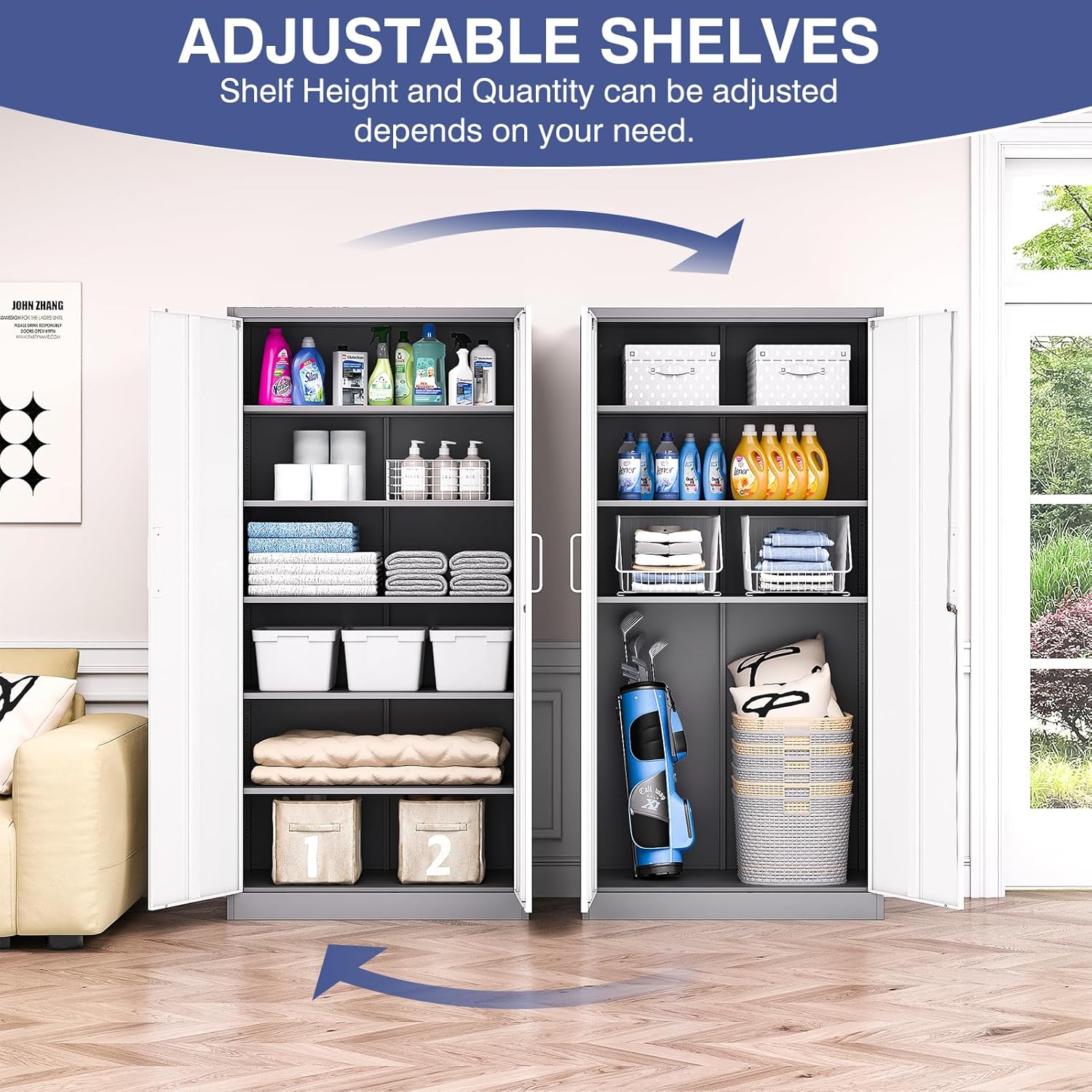 Locking Steel File Cabinet with 2 Doors and 4 Shelves T636
