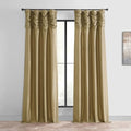 HPD HALF PRICE DRAPES Ruched Faux Dupioni Silk Curtains for Living Room 50 X 96 (1 Panel), PDCH-KBS8-96-RU, Flax Gold