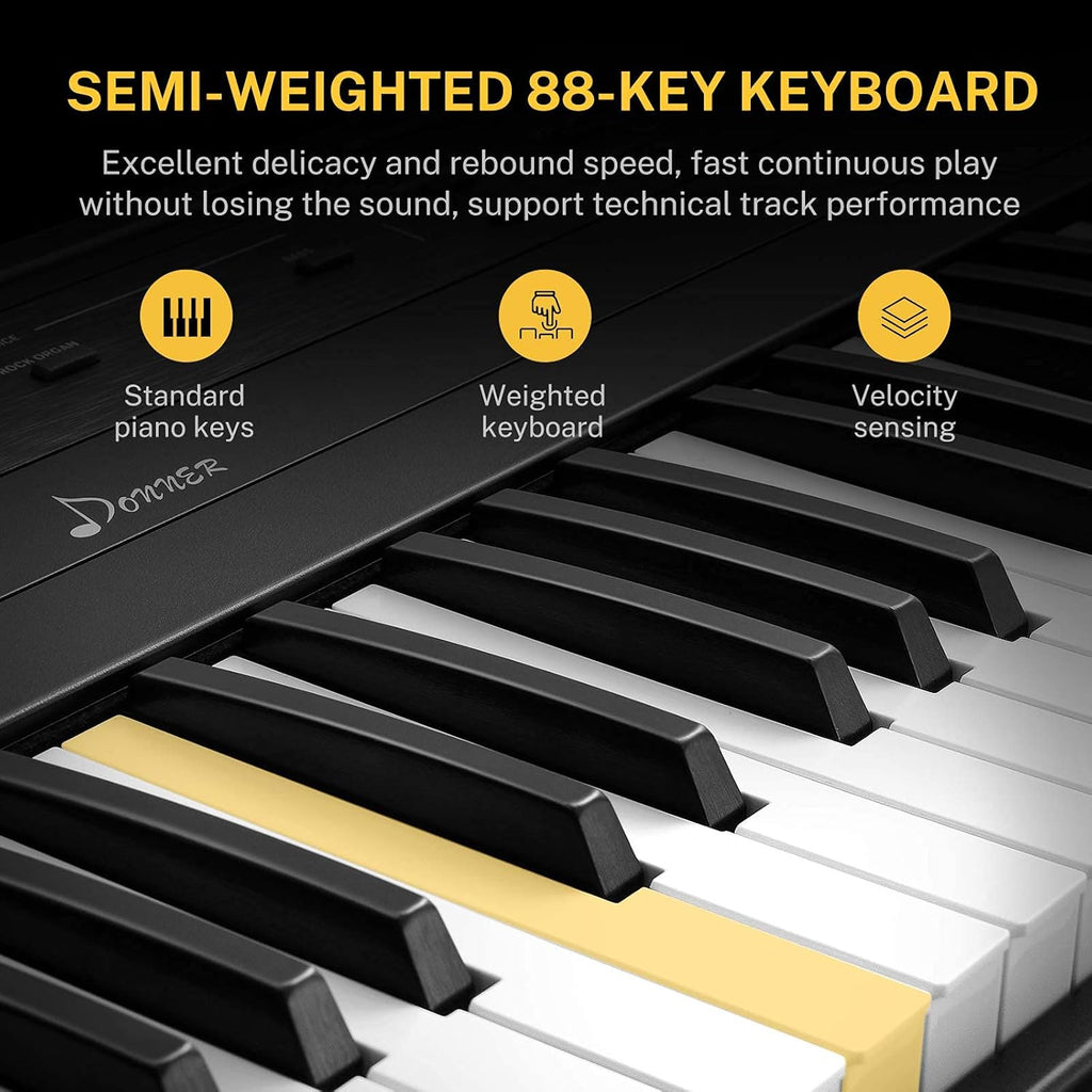 88 Key Semi Weighted Portable Digital Piano with Stand and Sustain Pedal P601