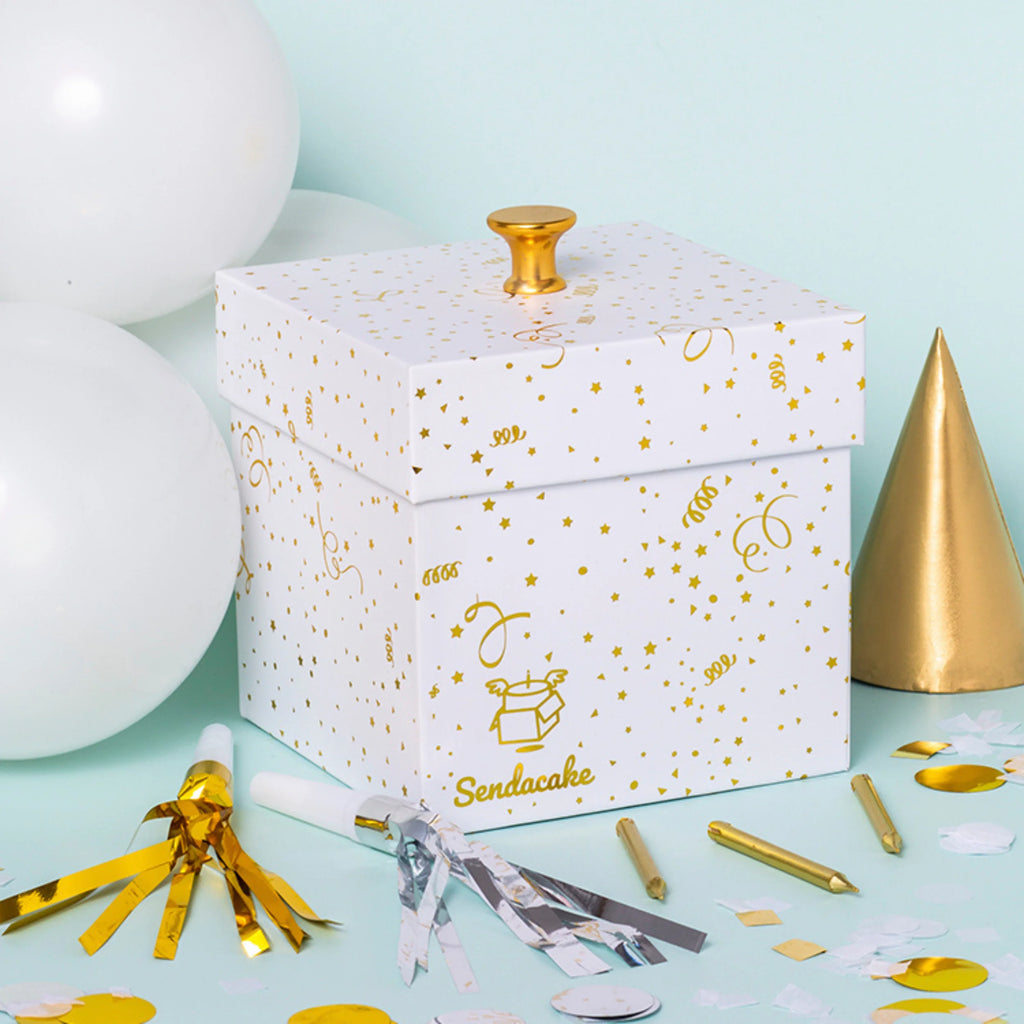 White & Gold Foil Celebration Butterfly Surprise Gift Box L256540
