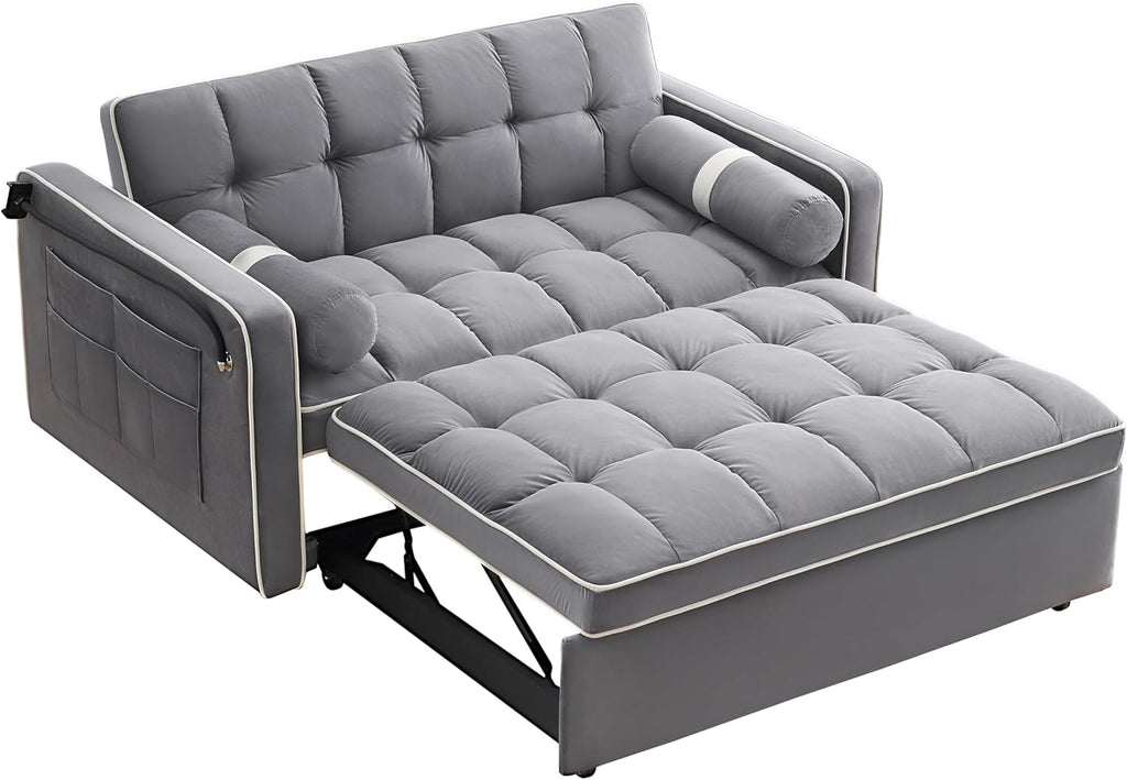 Convertible Sofa Bed with Adjustable Backrest, 55" Loveseat for Small Spaces Y665084