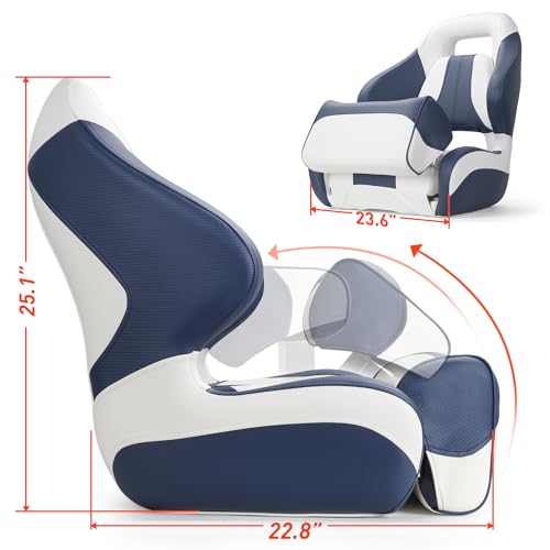 Pontoon Captain's Chair Sport Flip Up Boat Bucket Seat with Cover L8594