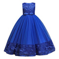 Flower Girls Long Lace Dress for Kids Wedding Bridesmaid Pageant Maxi Gowns Big Princess Communion Puffy Tulle Dresses