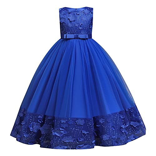 Flower Girls Long Lace Dress for Kids Wedding Bridesmaid Pageant Maxi Gowns Big Princess Communion Puffy Tulle Dresses
