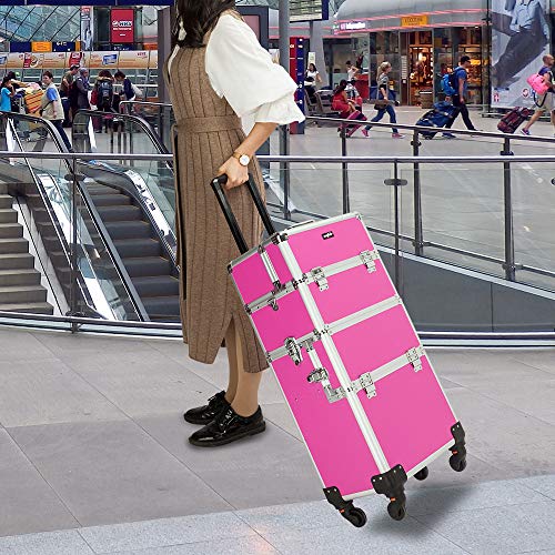 Rolling Makeup Train Case with Removable Wheels, Rose Pink N988552