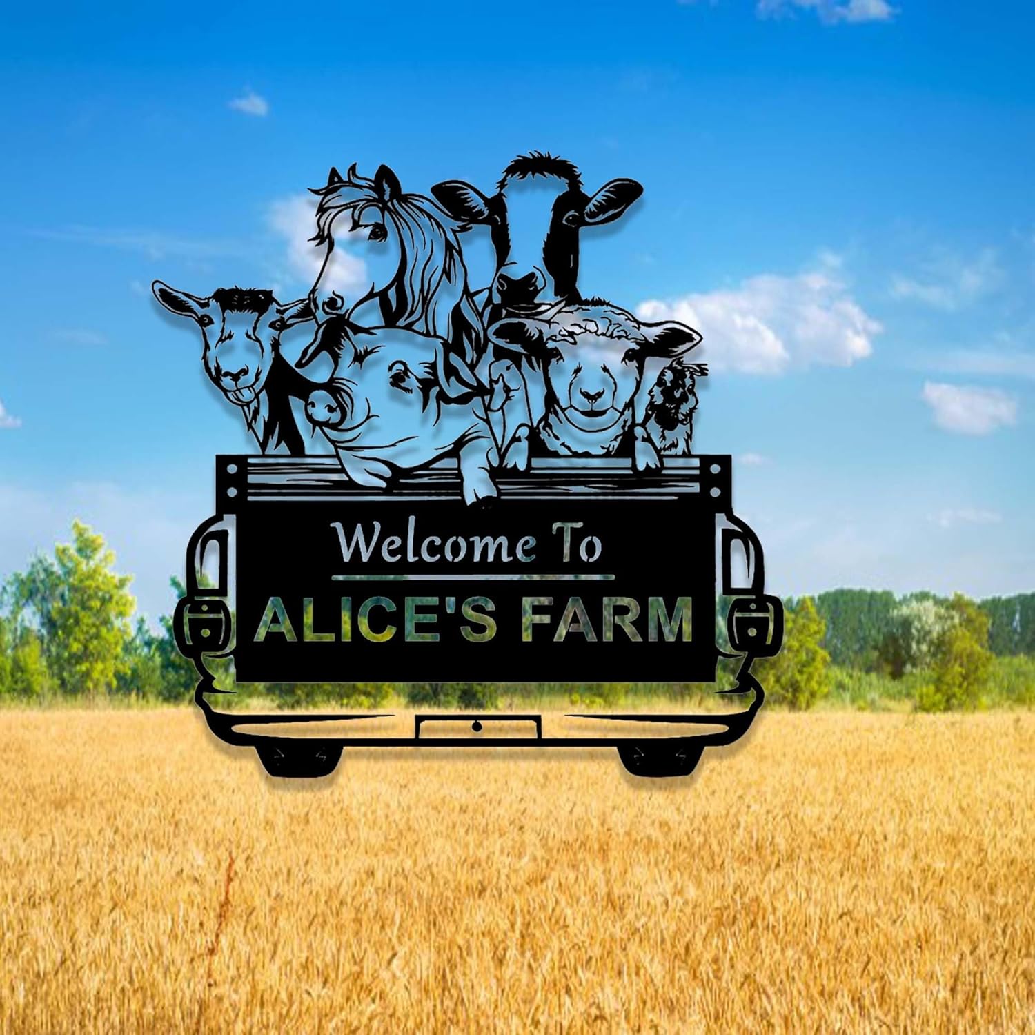 Farm Animals Metal Sign, Farmhouse Welcome Sign, Barn Ranch Decor E369355