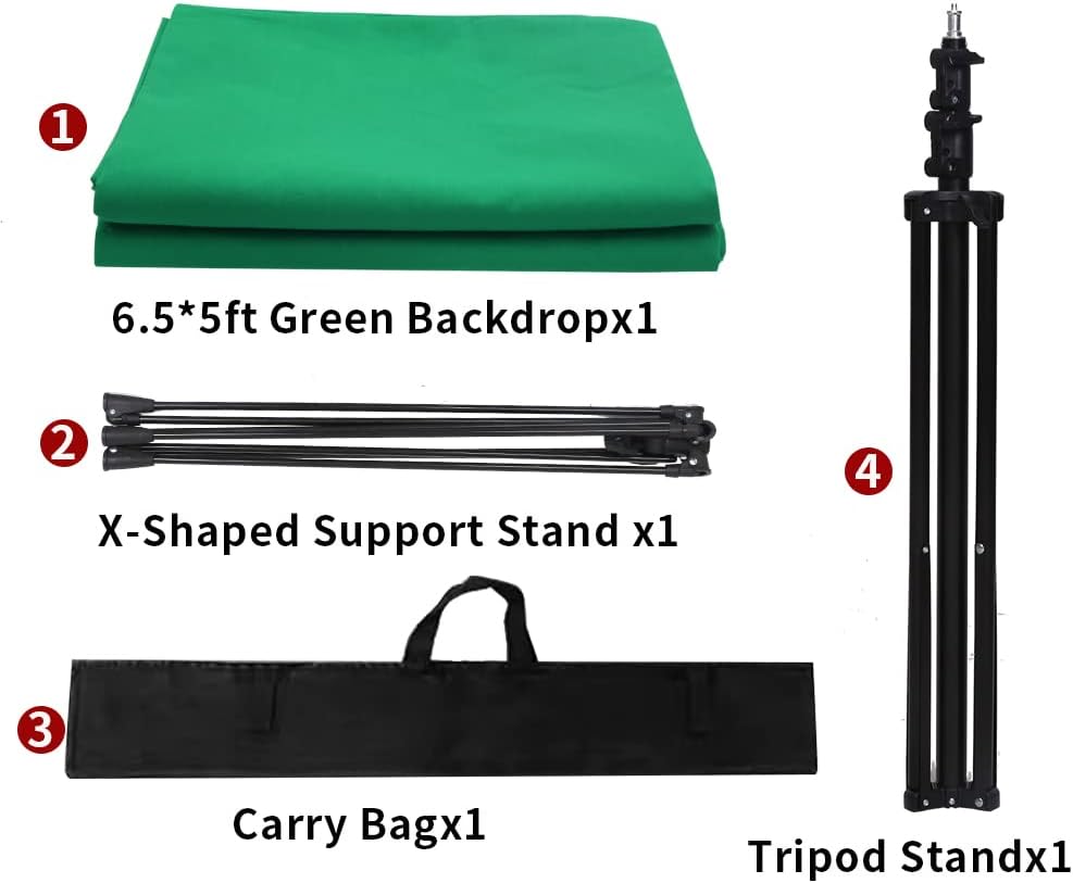 5x6.5ft Chromakey Green Screen Backdrop with Stand, Wrinkle-Resistant for Photo Studio Video E813882