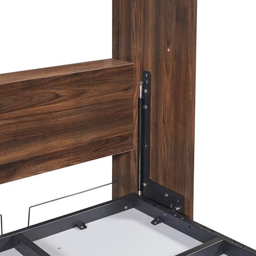 Queen Size Wood Murphy Bed Wall Bed Frame, Foldable Platform Bed K59147