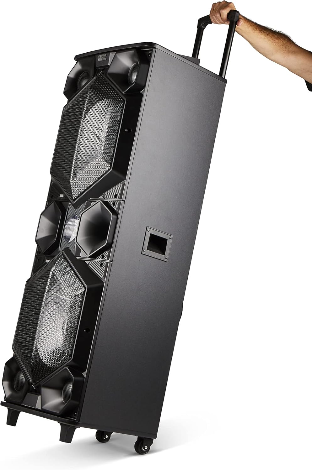 Portable PA Speaker System with Dual 15" Woofers and Party Lights H95935