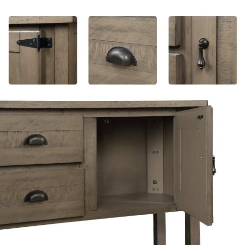 Sideboard Buffet with Storage, 2 Drawers and Cabinets, Antique White C276