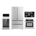 Cosmo 5 Piece Kitchen Appliance Package With 36" Electric Cooktop 30" Single Electric Wall Oven 24.4" Countertop Microwave French Door Refrigerator & 24" Built-in Fully Integrated Dishwasher