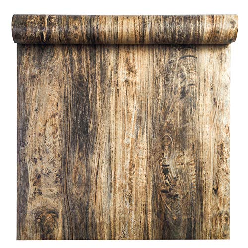 Self Adhesive Vinyl Distressed Wood Grain Contact Paper for Kitchen Cabinets Shelves Countertop Table Desk Furniture Wall Carfts (15.7x98 Inches)