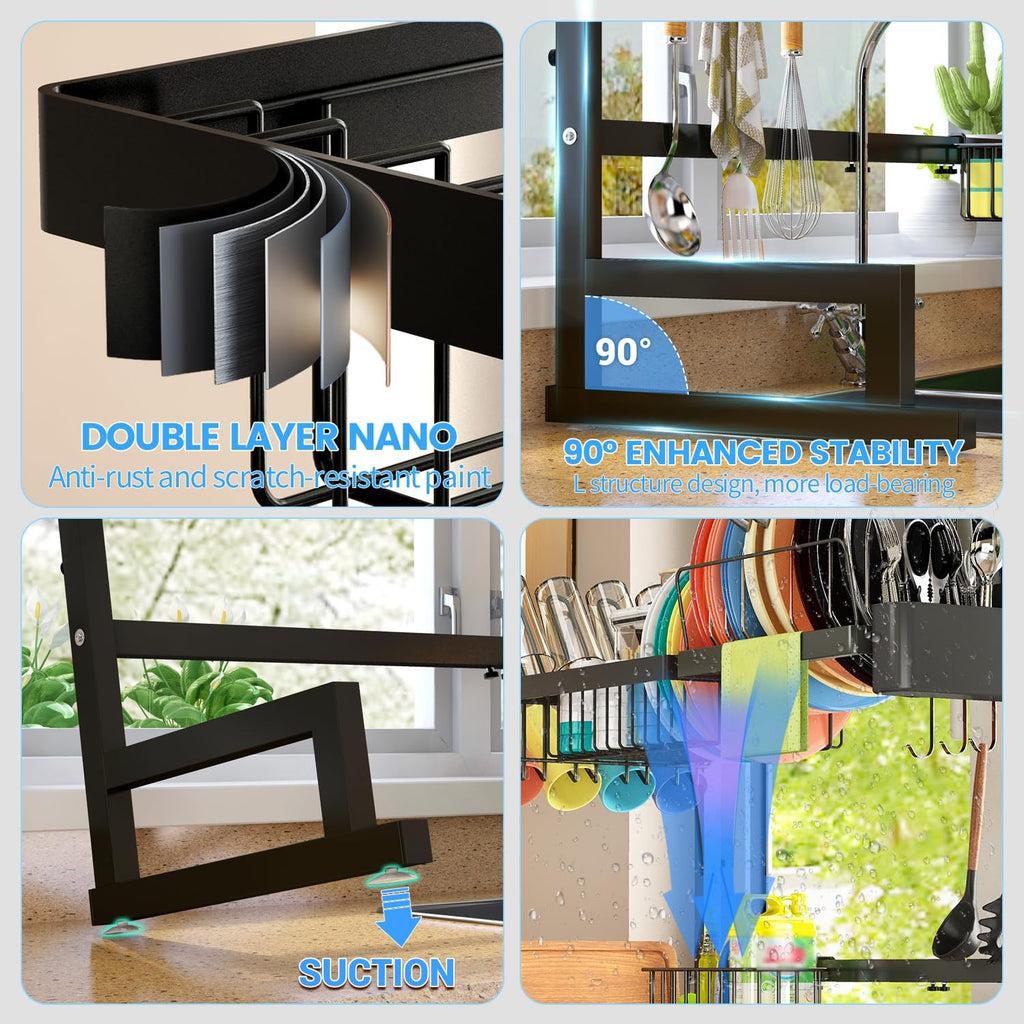 Over The Sink Dish Drying Rack, 2 Tier Adjustable J686617