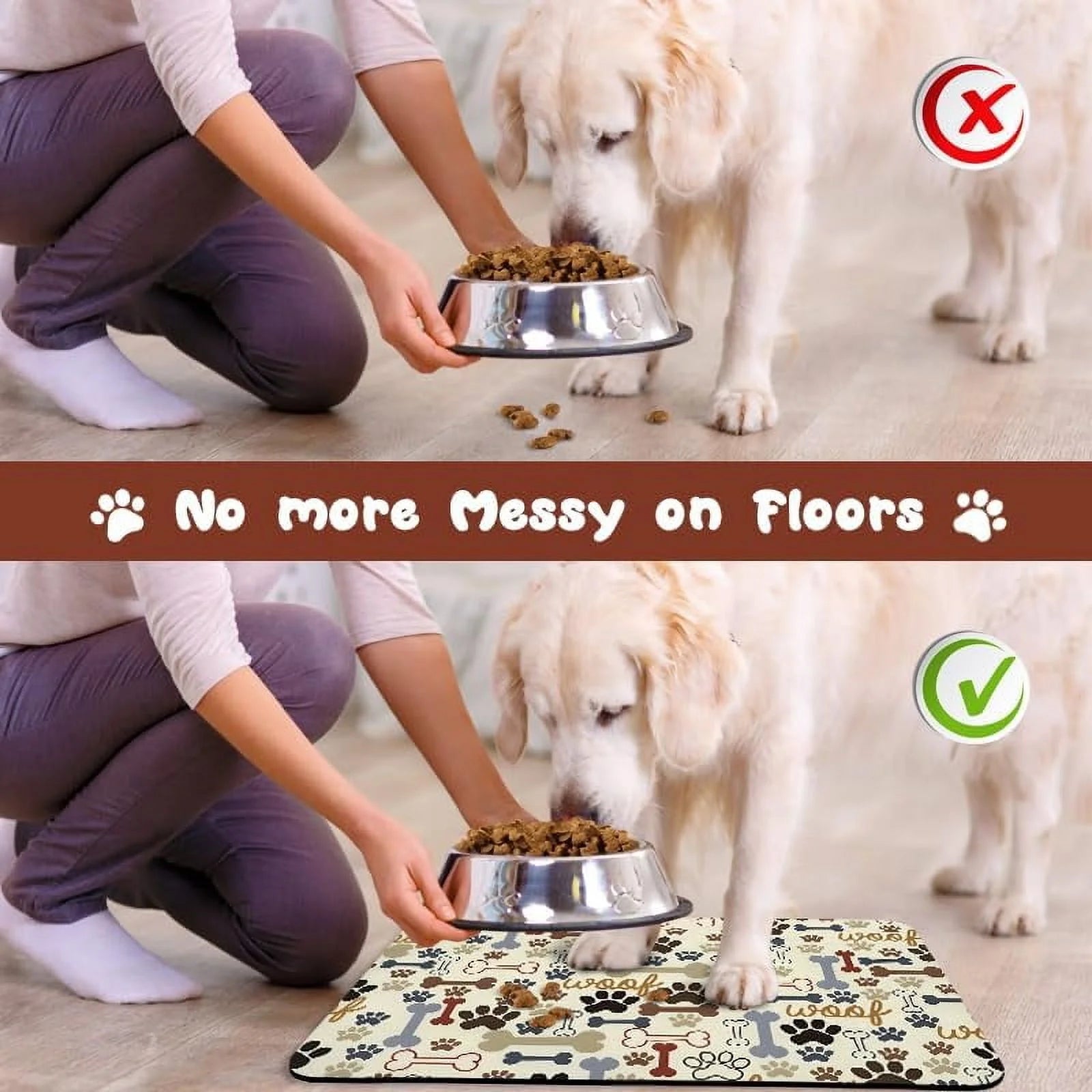 Waterproof Absorbent Dog Food Mat, Non-Slip E709
