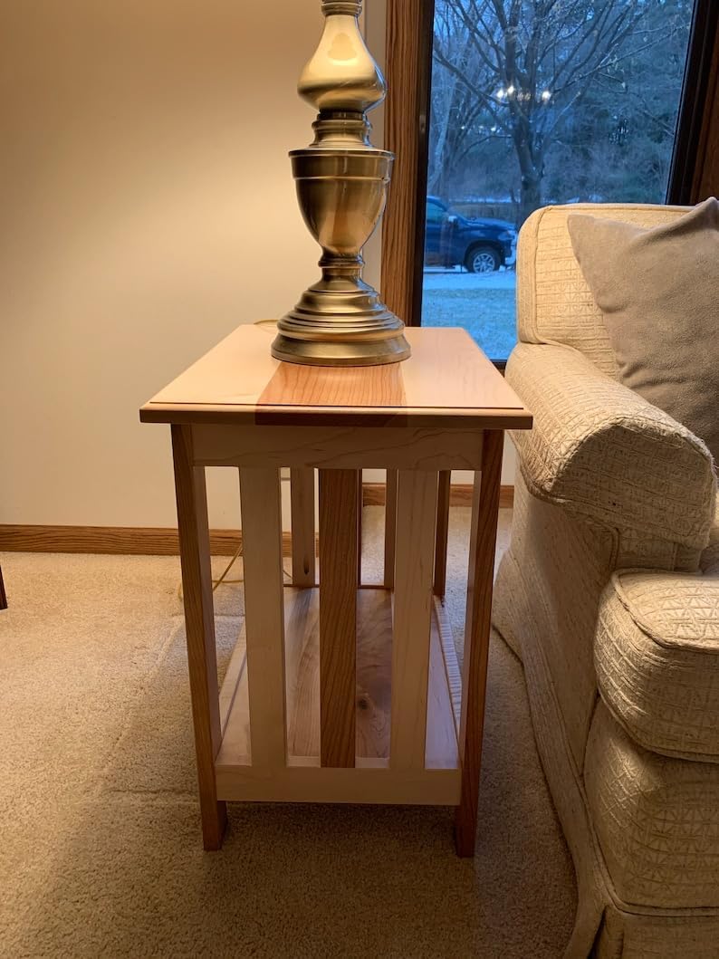 Mission Style End Table, Handcrafted, Wood, Maple, Side Table, Bedside Table, Nightstand, Furniture, Amish Made in USA, 21.5 Inches Tall