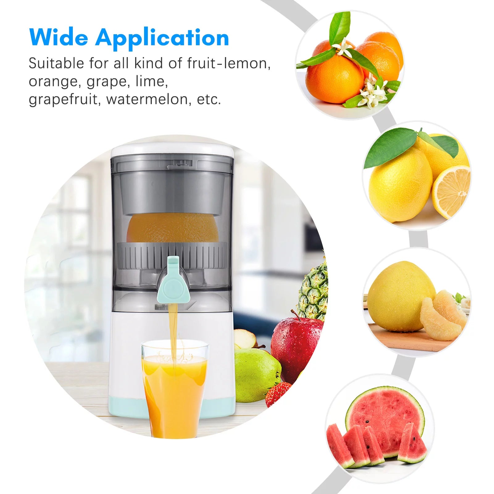 Electric Orange Juice Squeezer Hands Free Portable Citrus Juicer USB Powered Detachable Washable N838123