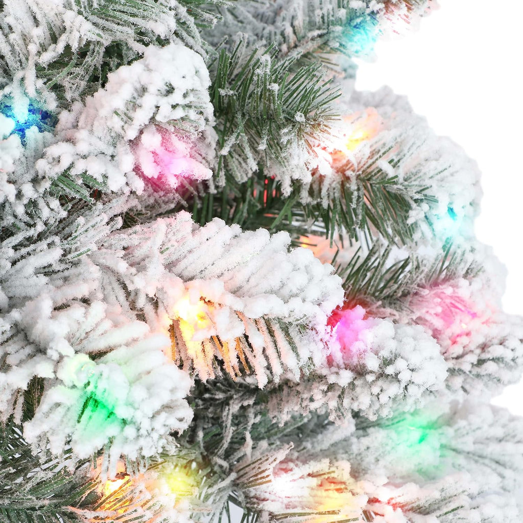6.5 ft Pre-lit Flocked Virginia Pine Tree with 300 Multi-Color Lights Y118