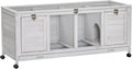 Wooden Rabbit Hutch, Bunny Cage with Wheels, Dividers, Openable Roof, Removable Trays, Small Animal Cages for 1-2 Rabbits, Indoor Outdoor Use, Light Gray