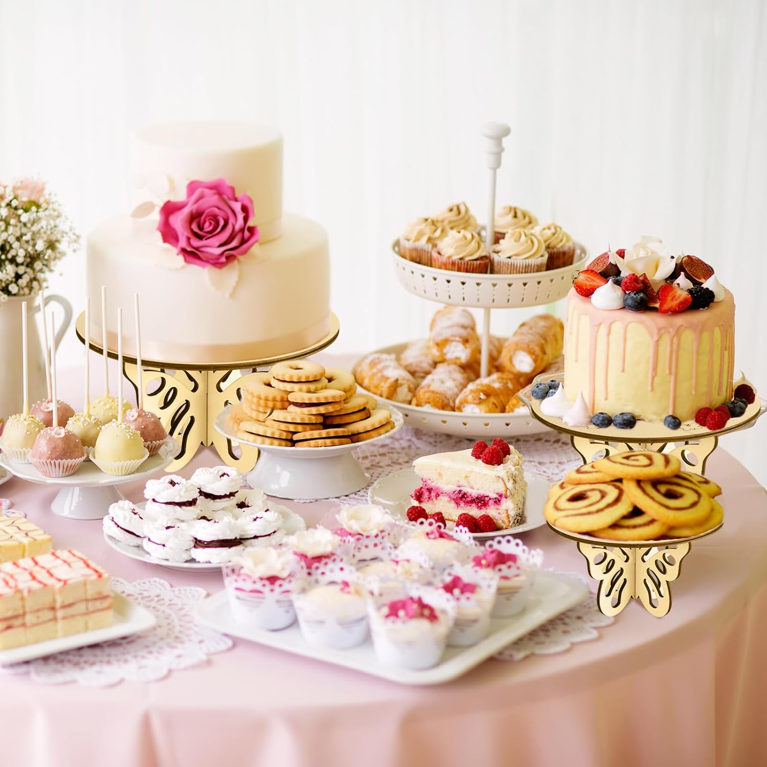 Butterfly Wood Cake Stands Set 12 10 8 Inch for Party Q64574